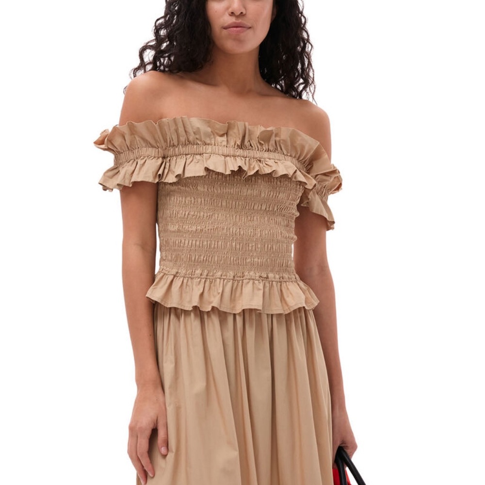 NWT Designer Ganni Off-Shoulder Ruffle top size M